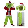2024 New Christmas Costume Cosplay Clothes Dress Up Santa Claus Weird Green Haired Monster Grinch Party Performance Costume