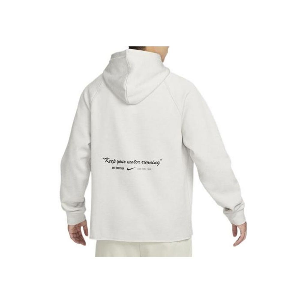 Nike Letter Print Hooded Pullover Sweatshirt Men Tops White DV9907-012