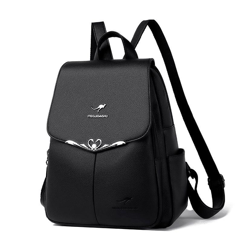 

Kangaroo Genuine Goods Genuine Leather Women s Casual Easiest for Match Backpack Black