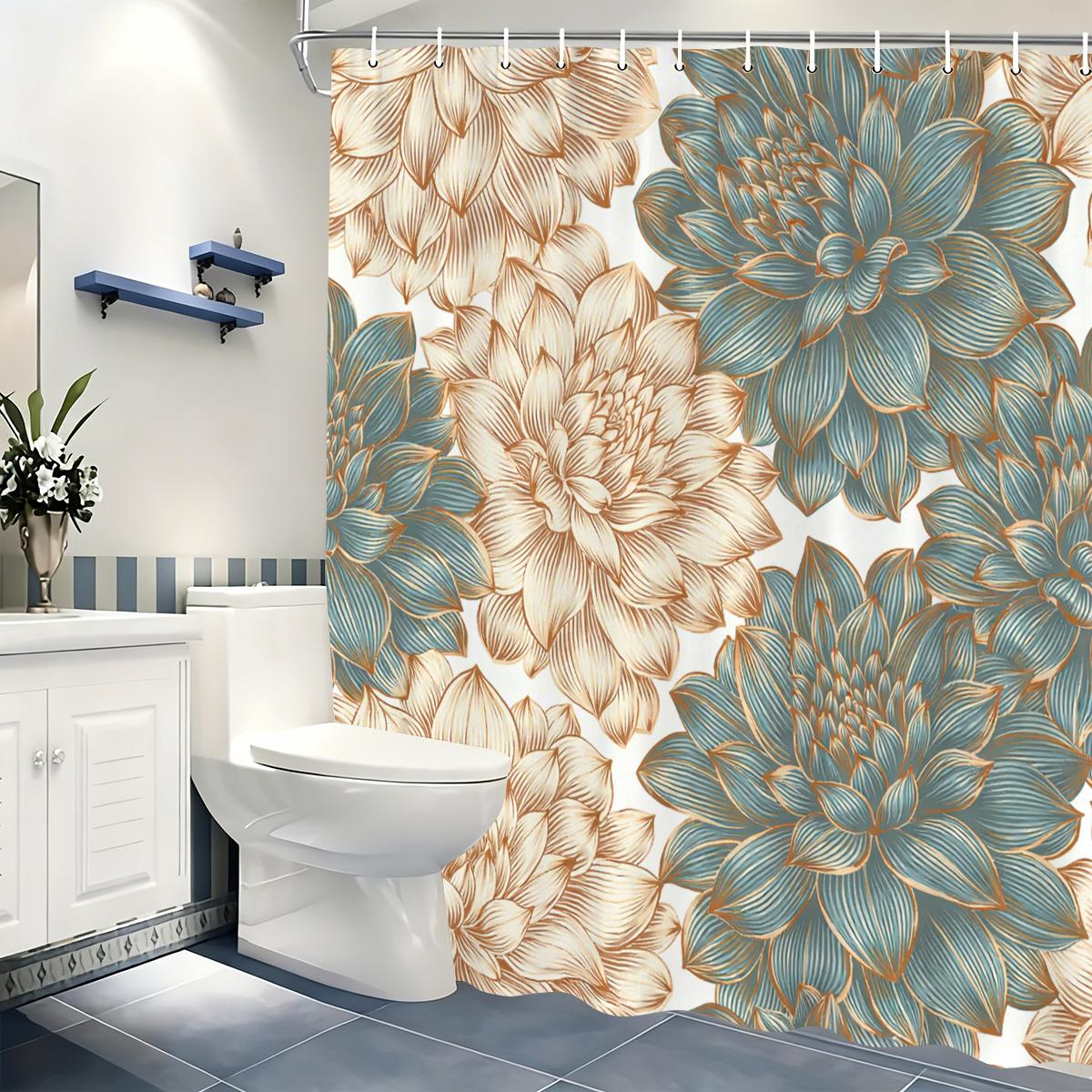 

Vibrant Patterned Polyester Shower Curtain - Stylish Bathroom Decor, Fashionable Bath Curtain For Home Hotel Use W60H190(CM)-1 Pcs