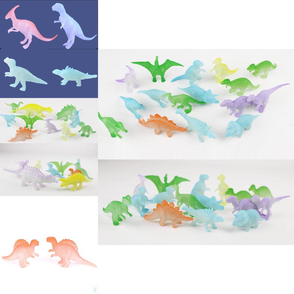 Vibrant 16pcs Jurassic World Dinosaurs Glow In The Dark Luminous Miniature Toy Set