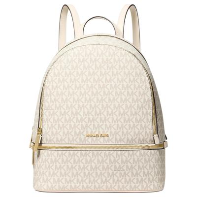 Zaino in tela rivestita con hardware logo Sheila medio da donna oro chiaro