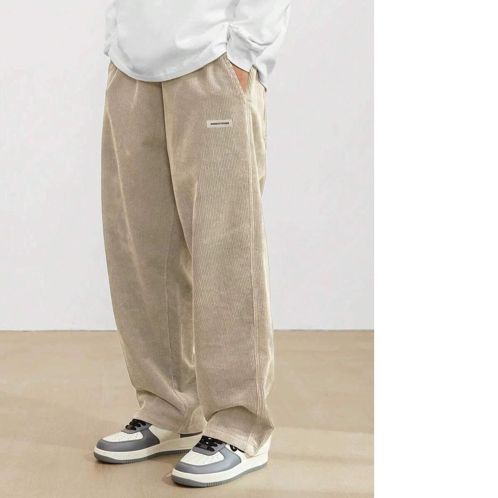 Men's Corduroy Loose European Size Hanging Multi-functional Casual Straight Leg Pants, Suitable for Daily Travel