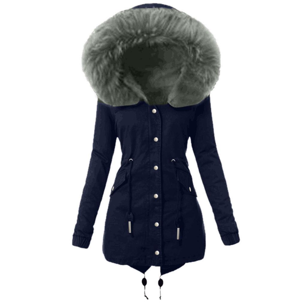 Ladies  Coat Womens Winter Warm Thick Long Jacket Hooded Overcoat