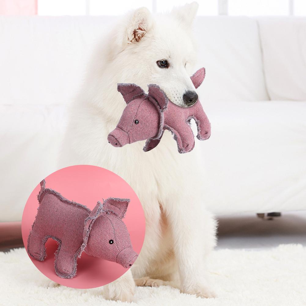 Pet Soft Canvas Fill Cotton Red Pig Shape Teeth Grinding Molar Chewing Biting Interactive Training Toy for Dogs