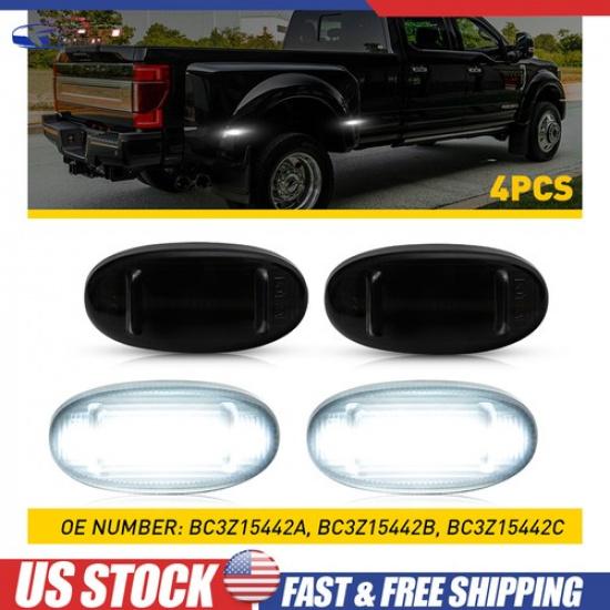 Smoked Lens 4pc White LED Side Marker Lights For 2011- Ford F-450 Super Duty