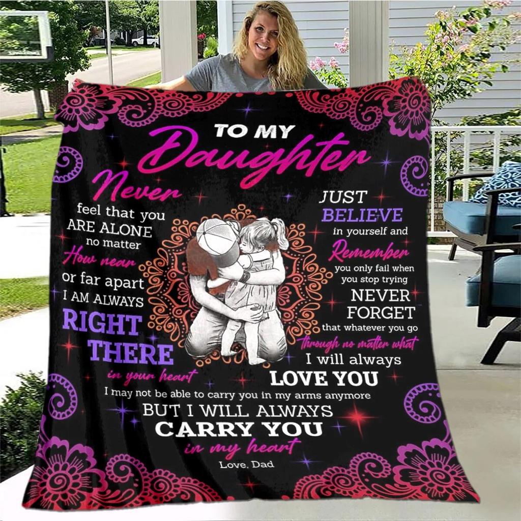 Personalisierte Sherpa-Decke für meine Tochter, bedruckt mit Löwe, Wolf und Drache, Geschenk von Mama, Papa, Sofabettdecke, weiche Picknickdecke