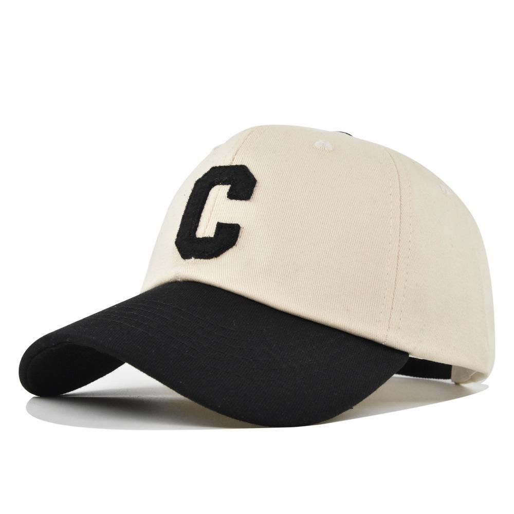 C letter embroidered baseball cap breathable sun hat personalized letter unisex cap couple cotton as the picture