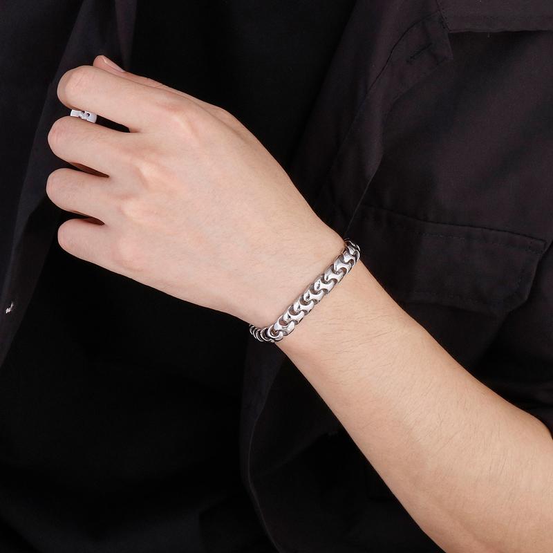 KALEN 9mm Curb Cool High Polished Chain Necklace Bracelet Jewelry Set 316L Stainless Steel