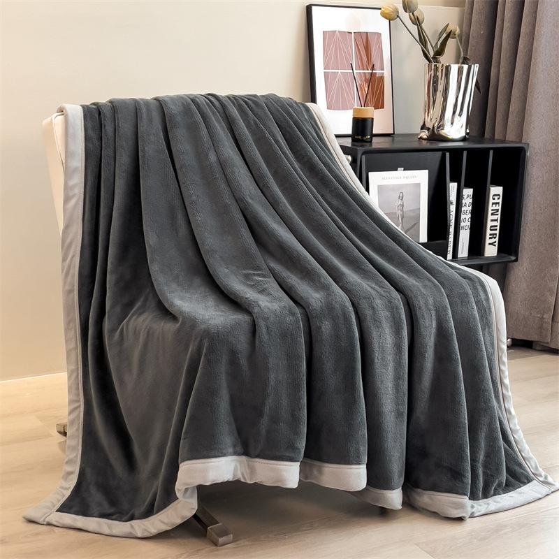 Double Layer Solid Color Milk Velvet Blanket Autumn Winter Thicken Warm Plush Blanket for Bed Sofa Single Double Thick Bed Sheet