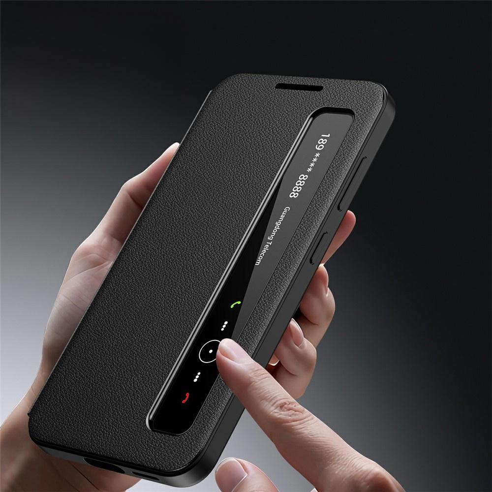 Custodia per Samsung Galaxy S25 FE, Finestra Smart View in Pelle, nera