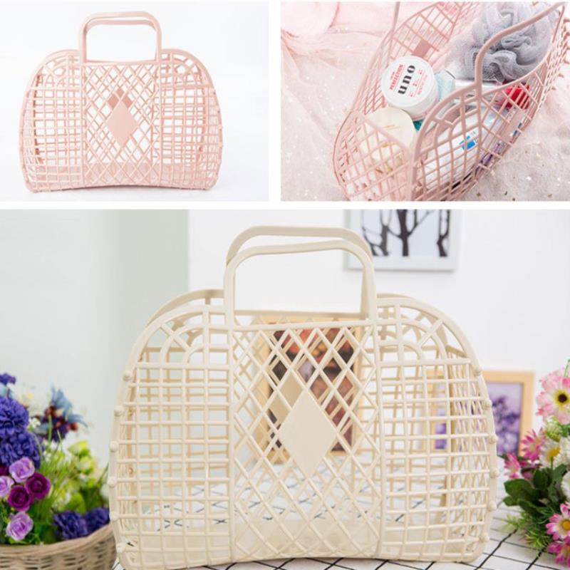 Large-Capacity Bag Hollow Jelly Portable Tote Bag Reusable And Easy Clean Basket