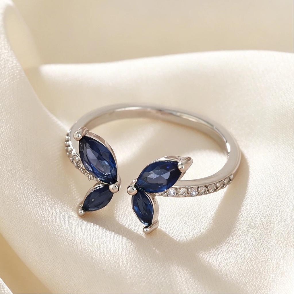 Trendy Luxury Four-Butterfly Diamond Open Ring