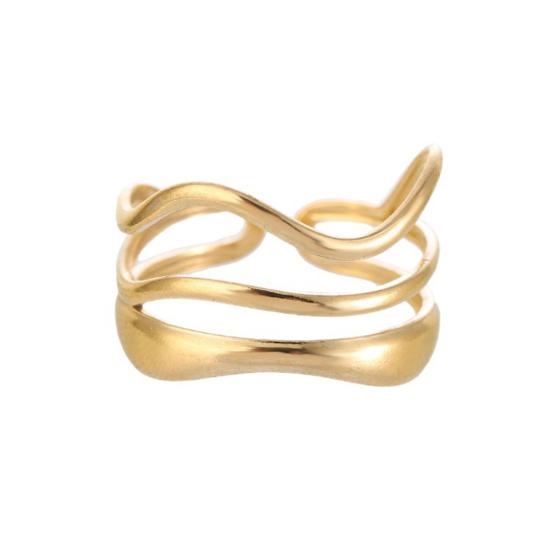 Women Ring Three Layer Irregular Lines Shape Adjustable Opening Design Finger Ring Stainless Steel Finger Band Versatile Jewelry Gift