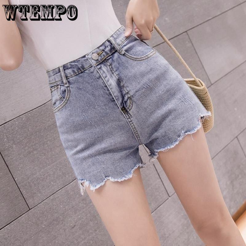 WTEMPO Denim Shorts Women's Summer Loose High Waist Shorts Breathable Fashion Slim Wide Leg Pants