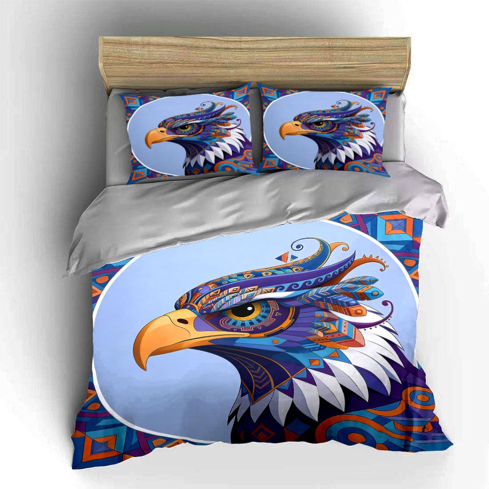 Colorful Eagle Art Decor Set Soft Comfortable Duvet Cover Bedding Set Included 1*Duvet Cover & 2*Pillowcases, Gift