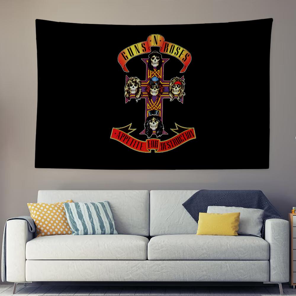 Band GGuns N RRoses Cool Rock Tapestry Background Hanging Cloth Bedroom Room Decor Aesthetic Tapestry Wall Party 74x94cm(29x37in)