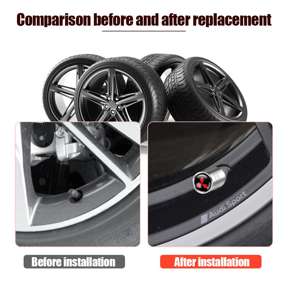 4pcs Car Wheel Tire Valve Caps Tyre Rim Stem Covers Airdust For Mitsubishi Space Star Lancer Outlander Eclipse Cross Asx Fortis