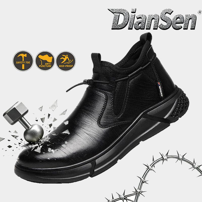 Men Safety Shoes Anti-Smash Steel Toe Shoes Indestructible Waterproof Protective Sneaker Soft All-Season Casual Hiking Footwear
