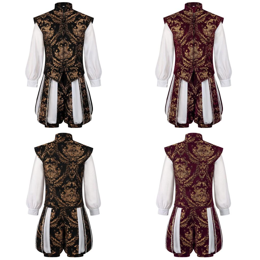 Renaissance Prinz Weste und Kürbishose Set mit Polyesterstoff für Vintage-Stil Männer