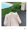 Spring 2026 Korean Style Children's Floral Dress with Stand Collar and Ruffle Lace - Long Sleeve Princess Skirt