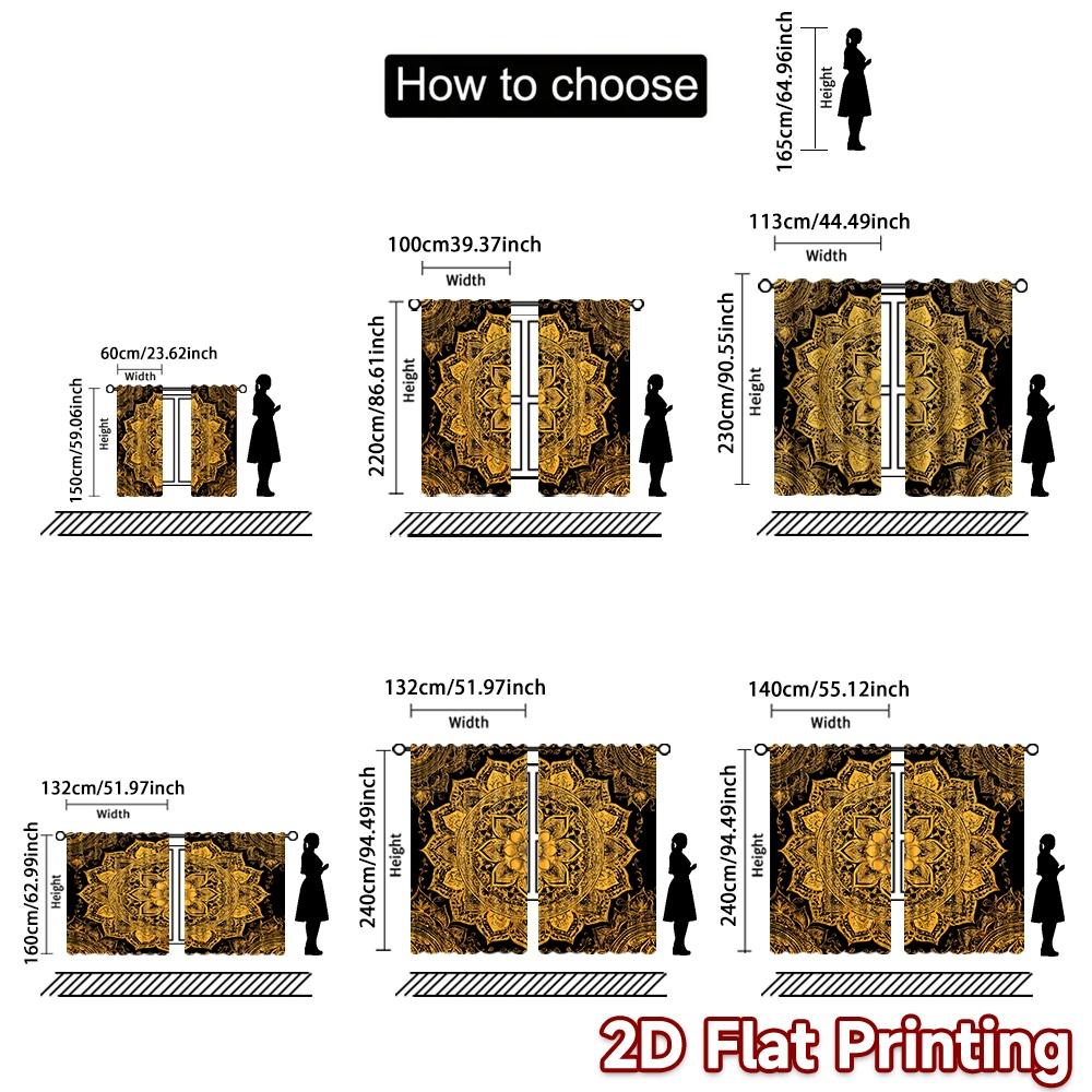 2D FLAT PRINTING 2pcs Curtains (Without Rod) Golden Mandala Design Saint Patrick Is Day Holiday Curtains with Digital Printing