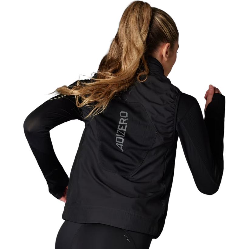adidas Adizero Laufweste mit Polsterung Slim Fit Reißverschlusskragen Ärmellose Weste Damenwesten Schwarz IX2823
