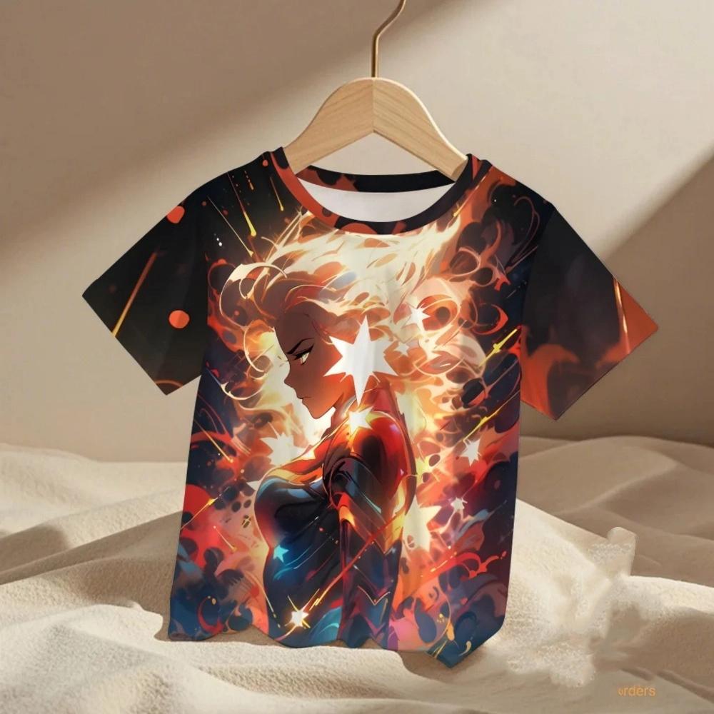 

Fashion 2025 Avengers Wonder Woman Boy 3D cartoon printed short-sleeve cool stylish children s fashion T-shirt 130