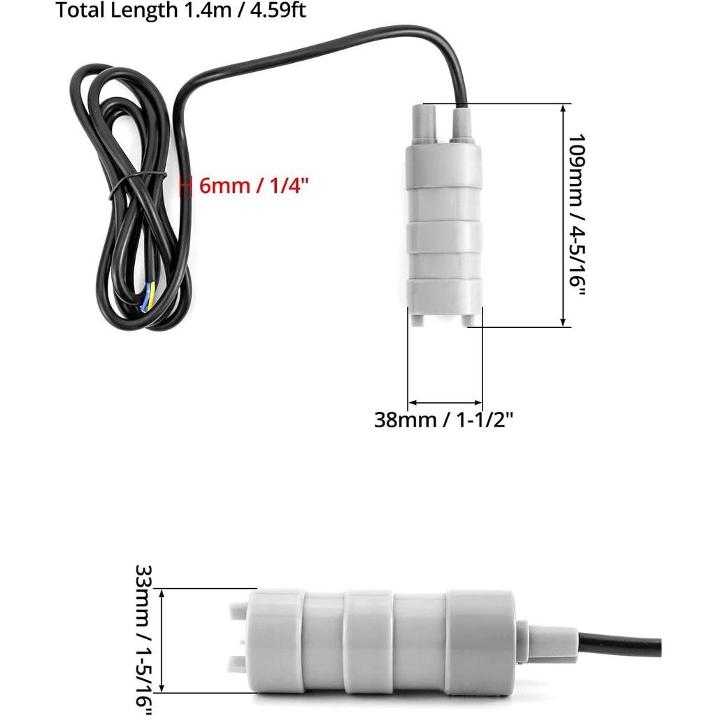 12V Submersible Water Pump 840 L/H 5 M Maximum Lift Freshwater Pump for Fish Tank, Soilless Cultivation, Garden Watering Etc