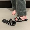 French Beautiful Flat-bottomed Cool Slippers Women's Summer Wear 2025 New Fairy Style with Skirt Seaside Beach Sandals