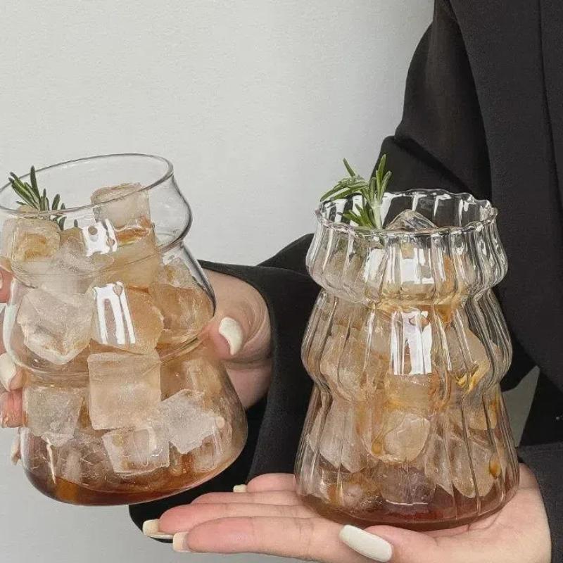 Transparent Glass Cup Exquisite Heat-Resistant Tumbler Tea Juice Milk Coffee Mug Water Glasses Stripe Mug Drinkware