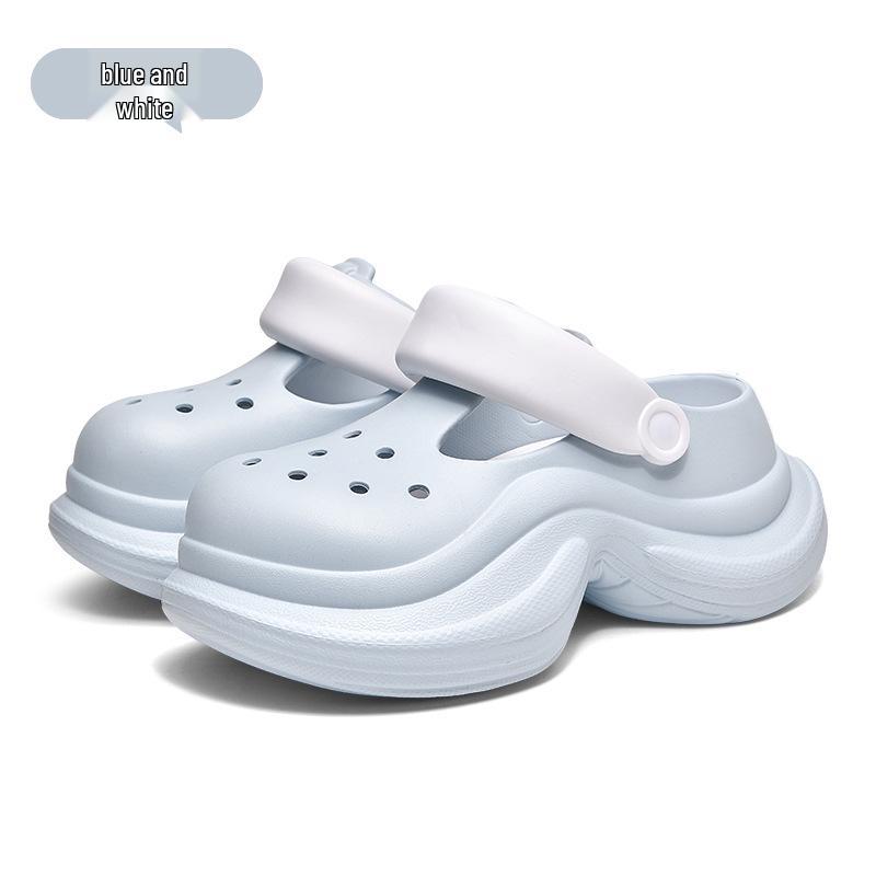 Women's 2025 Summer Thick Sole Hollow Slippers - Height Increasing, Non-Slip, Casual, Versatile, Internet Favorite
