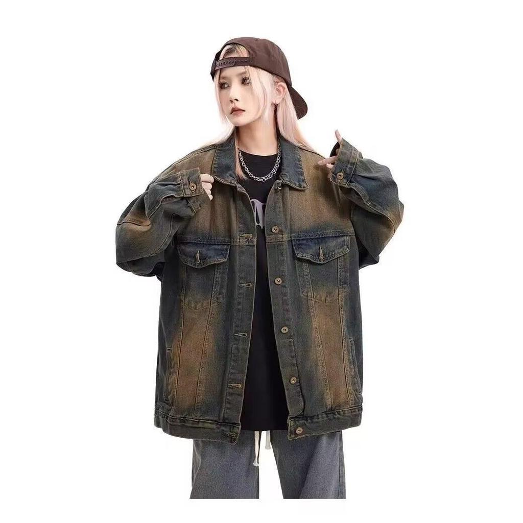 2025 Unisex High Street Washed Distressed Denim Jacket - American Retro Spring/Autumn Collection