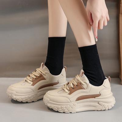 Outdoor Women Sneakers Casual Running Shoes Casual Lace-Up Fashion New Platform Breath Mid Heels Spring Thick Sole Dad Shoes