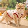 Breathable Cat Strawberry Vest Ruffled Collar Pet T-shirt Cute Cat Lace Vest  Indoor Wear