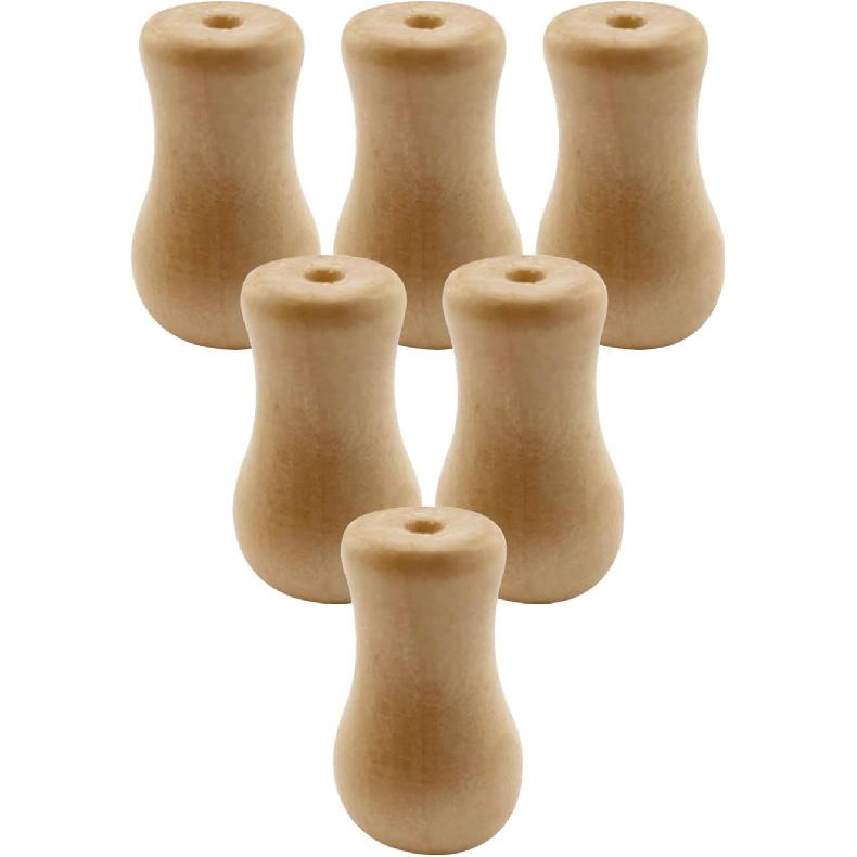 Amazing Drapery Hardware 6 Natural Stained Wood Cord Tassels in Vase Shape for Wood Blind and Roman Shade Pull Cords - Rustic Window Treatment