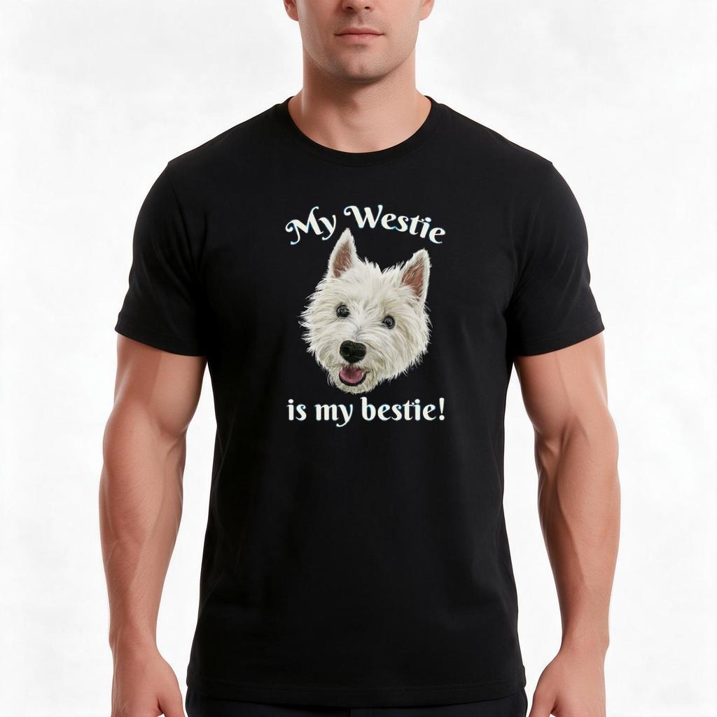 My Westie Is My Bestie Funny Terrier Tshirt Summer Casual Cotton Tee Oversized Streetwear Tops Vintage Graphic Print