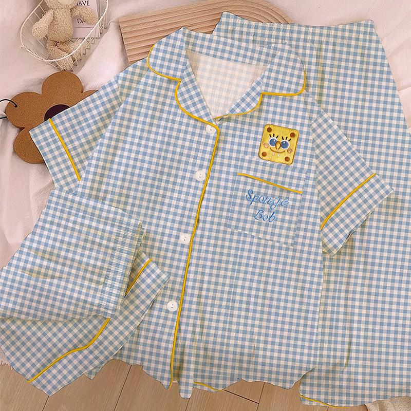 Homewear Cloud Cotton Frühling und Sommer Pyjama Damen Kurzarm Hose Cartoon Welpe Mädchen Dreiteiler