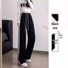 Women's High-Waist Gray & White Striped Jogger Sweatpants - Small, Casual & Loose Fit, Ideal for Autumn/Winter.