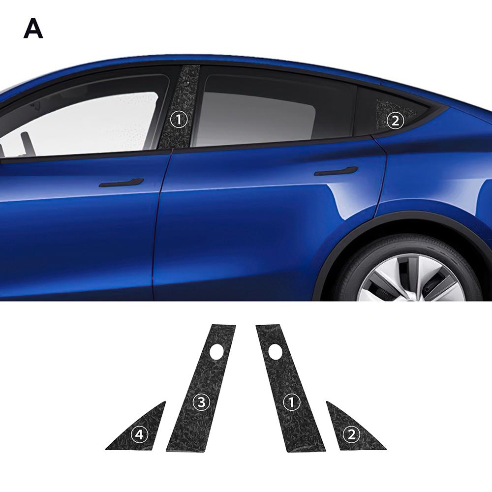 Carbon Fiber Pattern Car B Pillars Film For Tesla Model Y Juniper Modely 2025 2026 Paint Protection Anti-scratch Accessories