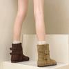 Retro European and American Style Double Buckle with Buckle Western Short Boots Women's Autumn and Winter Fashion Suede Versatile Short Boots Fashion