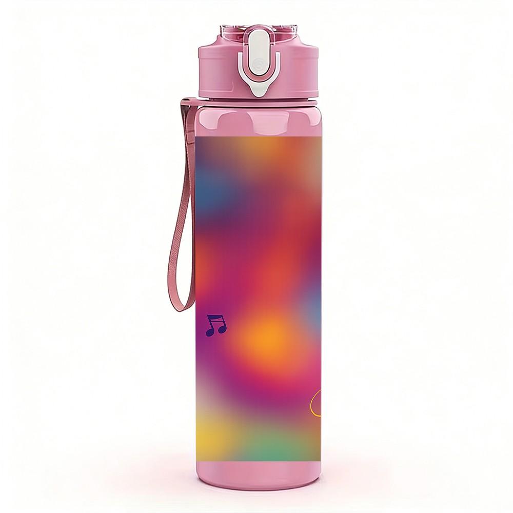 1PC Blurred Color Gradient Abstract Pattern 750ml Color Plastic Sports Water Bottle Leakproof Flip Straw Lid Suitable for Sports Office Home Use