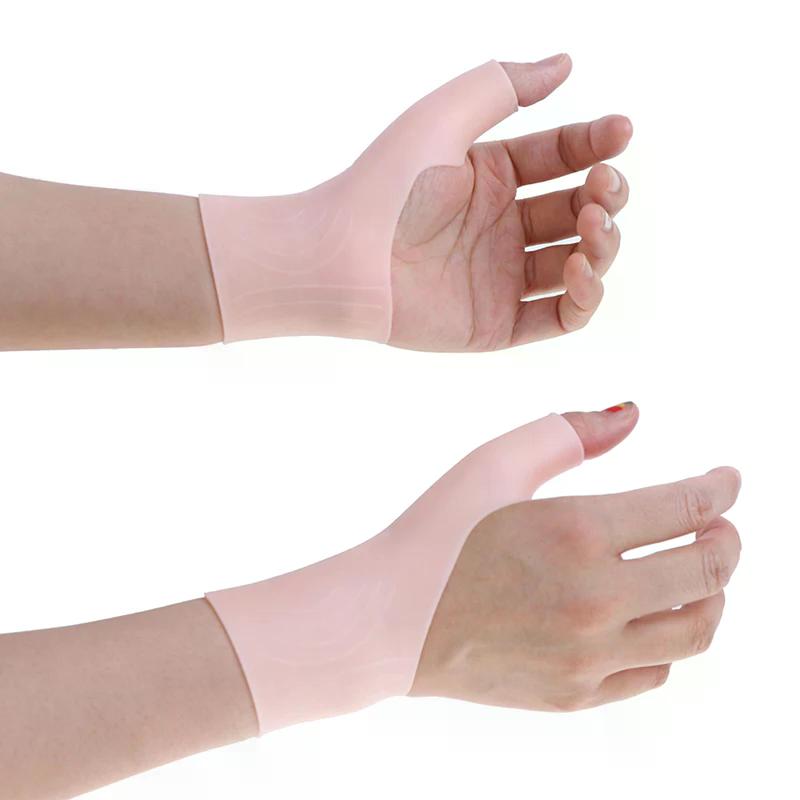 1Pair Silicone Gel Wrist Thumb Support Gloves Arthritis Pressure Brace