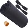 Black Cowhide Steering Wheel Cover Breathable Genuine Leather Stitch On Sewing Wrap Universal Non-Slip Car Steering Wheel DIY Protector with Needle