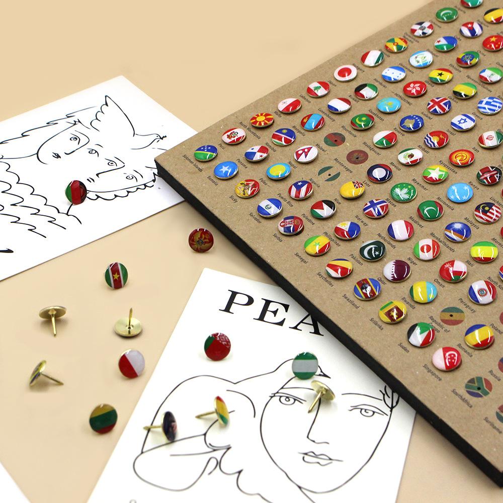 291 Pieces National Flag Thumb Tacks with Country Map Christmas Gifts