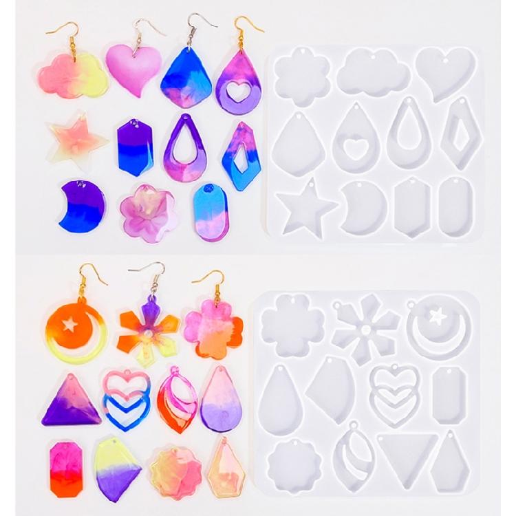 Geometric Earring Mold DIY Necklace Pendant Flower Crystal Epoxy Resin Molds