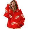 Women's Sports Shirt With Soccer Sequins And Pockets Long Sleeved Half Zip Hooded Top