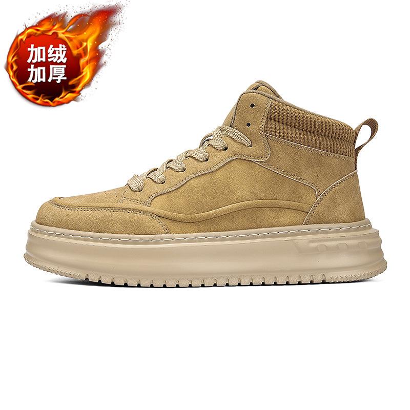 Autumn and winter new retro youth sneakers warm and velvet thick-soled high-top board shoes