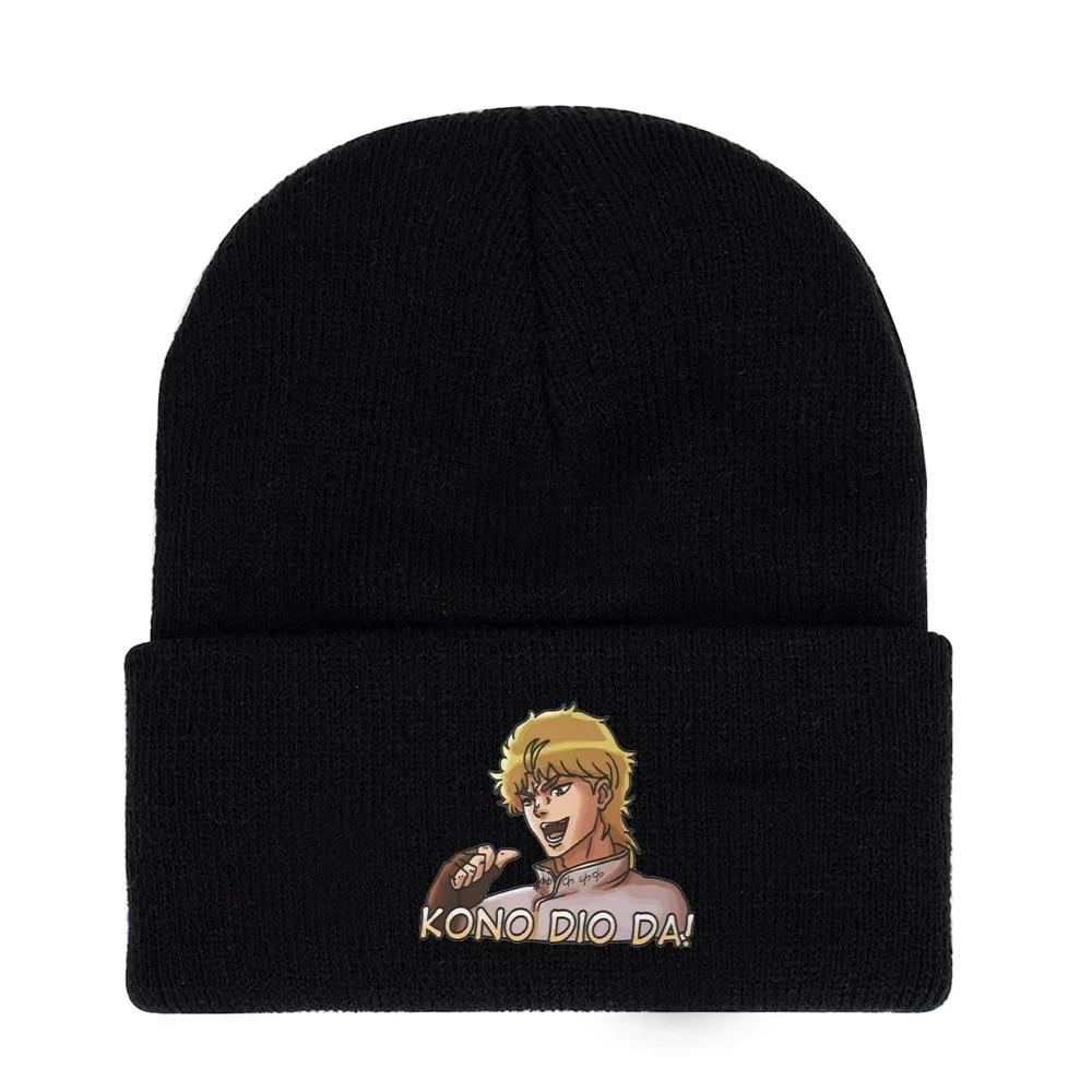 Anime Hat JoJo's Bizarre Adventure Kujo Jotaro Costume Cosplay Adult Kids Cap Casual Embroidery Knitted Hat Gifts Prop