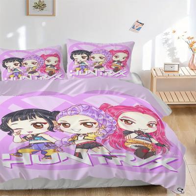 HUNTRX Chibi Artwork Bedding Set - 3 Piece Comforter Cover Gift for Bedroom,Includes No InsertB120